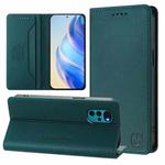 For Motorola Moto G22 / E32 / E32s RC01 Dual-Folded Magnetic Suction RFID Leather Phone Case(Dark Green)