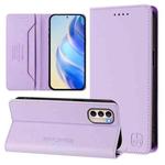 For Motorola Moto G31 / G41 RC01 Dual-Folded Magnetic Suction RFID Leather Phone Case(Light Purple)