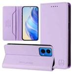 For Motorola Moto G45 5G / G34 5G RC01 Dual-Folded Magnetic Suction RFID Leather Phone Case(Light Purple)