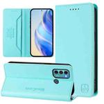 For Motorola Moto G60 / G40 Fusion RC01 Dual-Folded Magnetic Suction RFID Leather Phone Case(Mint Green)