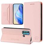 For Motorola Moto G60 / G40 Fusion RC01 Dual-Folded Magnetic Suction RFID Leather Phone Case(Pink)