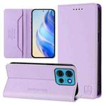 For Motorola Moto G75 5G RC01 Dual-Folded Magnetic Suction RFID Leather Phone Case(Light Purple)