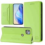 For Motorola One 5G Ace RC01 Dual-Folded Magnetic Suction RFID Leather Phone Case(Grass Green)