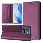 For Motorola ThinkPhone 25 / Edge 50 Neo RC01 Dual-Folded Magnetic Suction RFID Leather Phone Case(Violet)