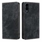 For Fujitsu Arrows We2 RFID Anti-theft Brush Magnetic Leather Phone Case(Black)