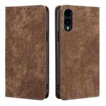 For Fujitsu Arrows We2 RFID Anti-theft Brush Magnetic Leather Phone Case(Brown)