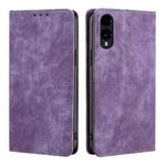 For Fujitsu Arrows We2 RFID Anti-theft Brush Magnetic Leather Phone Case(Purple)