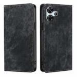 For Redmi 13 4G RFID Anti-theft Brush Magnetic Leather Phone Case(Black)