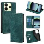 For Redmi Note 14 4G 163.25mm RFID Anti-theft Brush Magnetic Leather Phone Case(Green)