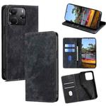 For Redmi Note 14 4G 164.84mm RFID Anti-theft Brush Magnetic Leather Phone Case(Black)