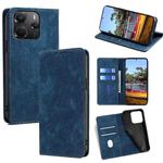 For Redmi Note 14 4G 164.84mm RFID Anti-theft Brush Magnetic Leather Phone Case(Blue)
