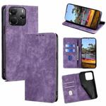 For Redmi Note 14 4G 164.84mm RFID Anti-theft Brush Magnetic Leather Phone Case(Purple)