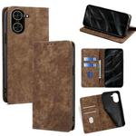 For Redmi A5 4G 171.7mm RFID Anti-theft Brush Magnetic Leather Phone Case(Brown)