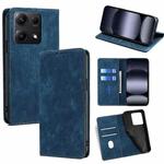 For Redmi Note 14S 4G RFID Anti-theft Brush Magnetic Leather Phone Case(Blue)
