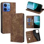 For Redmi 15C 5G / 4G Global 171mm / Poco C85 4G RFID Anti-theft Brush Magnetic Leather Phone Case(Brown)