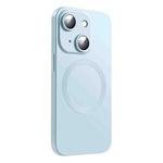 For iPhone 15 CD Texture MagSafe Liquid Silicone Phone Case(Light Grey Blue)