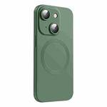 For iPhone 15 CD Texture MagSafe Liquid Silicone Phone Case(Dark Green)