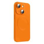 For iPhone 15 Plus CD Texture MagSafe Liquid Silicone Phone Case(Orange)