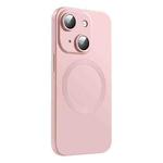 For iPhone 15 Plus CD Texture MagSafe Liquid Silicone Phone Case(Light Pink)