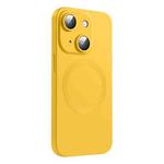 For iPhone 15 Plus CD Texture MagSafe Liquid Silicone Phone Case(Lemon Yellow)