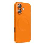 For iPhone 16 CD Texture MagSafe Liquid Silicone Phone Case(Orange)