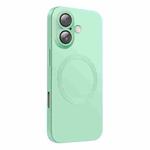 For iPhone 16 CD Texture MagSafe Liquid Silicone Phone Case(Mint Green)