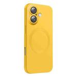 For iPhone 16 Plus CD Texture MagSafe Liquid Silicone Phone Case(Lemon Yellow)