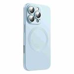 For iPhone 16 Pro CD Texture MagSafe Liquid Silicone Phone Case(Light Grey Blue)