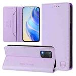 For Realme 8 5G / 9 5G Indian / V13 5G RC01 Dual-Folded Magnetic Suction RFID Leather Phone Case(Light Purple)