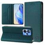 For Realme 10T 5G / 10s 5G / 9i 5G Indian RC01 Dual-Folded Magnetic Suction RFID Leather Phone Case(Dark Green)