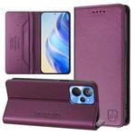 For Realme 10T 5G / 10s 5G / 9i 5G Indian RC01 Dual-Folded Magnetic Suction RFID Leather Phone Case(Violet)