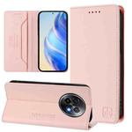 For Realme 13+ 5G RC01 Dual-Folded Magnetic Suction RFID Leather Phone Case(Pink)