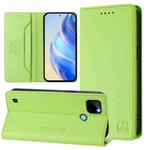 For Realme C21Y RC01 Dual-Folded Magnetic Suction RFID Leather Phone Case(Grass Green)