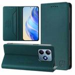 For Realme C63 / C61 4G Global RC01 Dual-Folded Magnetic Suction RFID Leather Phone Case(Dark Green)