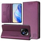 For Realme C63 5G Global RC01 Dual-Folded Magnetic Suction RFID Leather Phone Case(Violet)