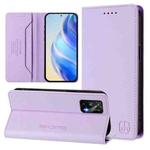 For Realme GT 5G / GT Neo 5G RC01 Dual-Folded Magnetic Suction RFID Leather Phone Case(Light Purple)