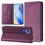 For Realme GT Neo 3 RC01 Dual-Folded Magnetic Suction RFID Leather Phone Case(Violet)