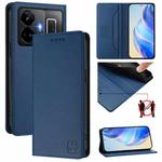 For Realme GT3 5G / GT Neo 5 240W RC01 Dual-Folded Magnetic Suction RFID Leather Phone Case(Dark Blue)