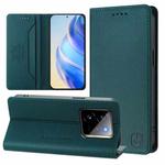 For Realme GT 7 Pro 5G RC01 Dual-Folded Magnetic Suction RFID Leather Phone Case(Dark Green)