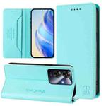 For Realme Note 60 4G / C61 4G India RC01 Dual-Folded Magnetic Suction RFID Leather Phone Case(Mint Green)