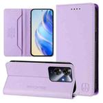 For Realme Note 60 4G / C61 4G India RC01 Dual-Folded Magnetic Suction RFID Leather Phone Case(Light Purple)