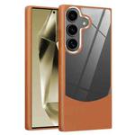 For Samsung Galaxy S23 FE 5G Litchi Texture TPU Hybrid Acrylic Phone Case(Brown)