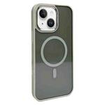 For iPhone 14 Metal Lens Frame MagSafe Phone Case(Grey)