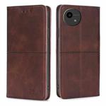 For Sharp Aquos Wish4 Cow Texture Magnetic Leather Phone Case(Dark Brown)