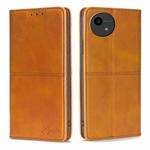 For Sharp Aquos Wish4 Cow Texture Magnetic Leather Phone Case(Light Brown)