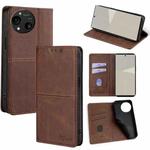 For Sharp Aquos R10 Cow Texture Magnetic Leather Phone Case(Dark Brown)