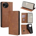 For Sharp Aquos R10 Cow Texture Magnetic Leather Phone Case(Light Brown)