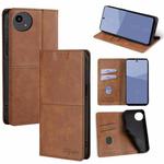 For Sharp Aqous wish5 Cow Texture Magnetic Leather Phone Case(Light Brown)