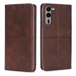 For Fujitsu Arrows We2 Plus Cow Texture Magnetic Leather Phone Case(Dark Brown)