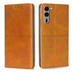 For Fujitsu Arrows We2 Plus Cow Texture Magnetic Leather Phone Case(Light Brown)